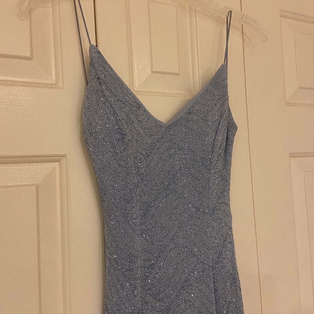 Windsor blue glitter prom dress